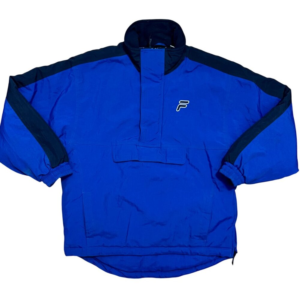 Fila Throwback 90s Vintage Blue & Black Full Zip Outdoor Jacket, Men's Large